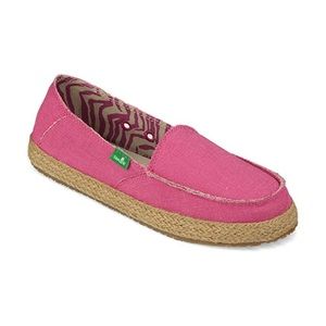 NWT Sanuk Fiona Berry Pink Espadrille Slip-On Loafers 8